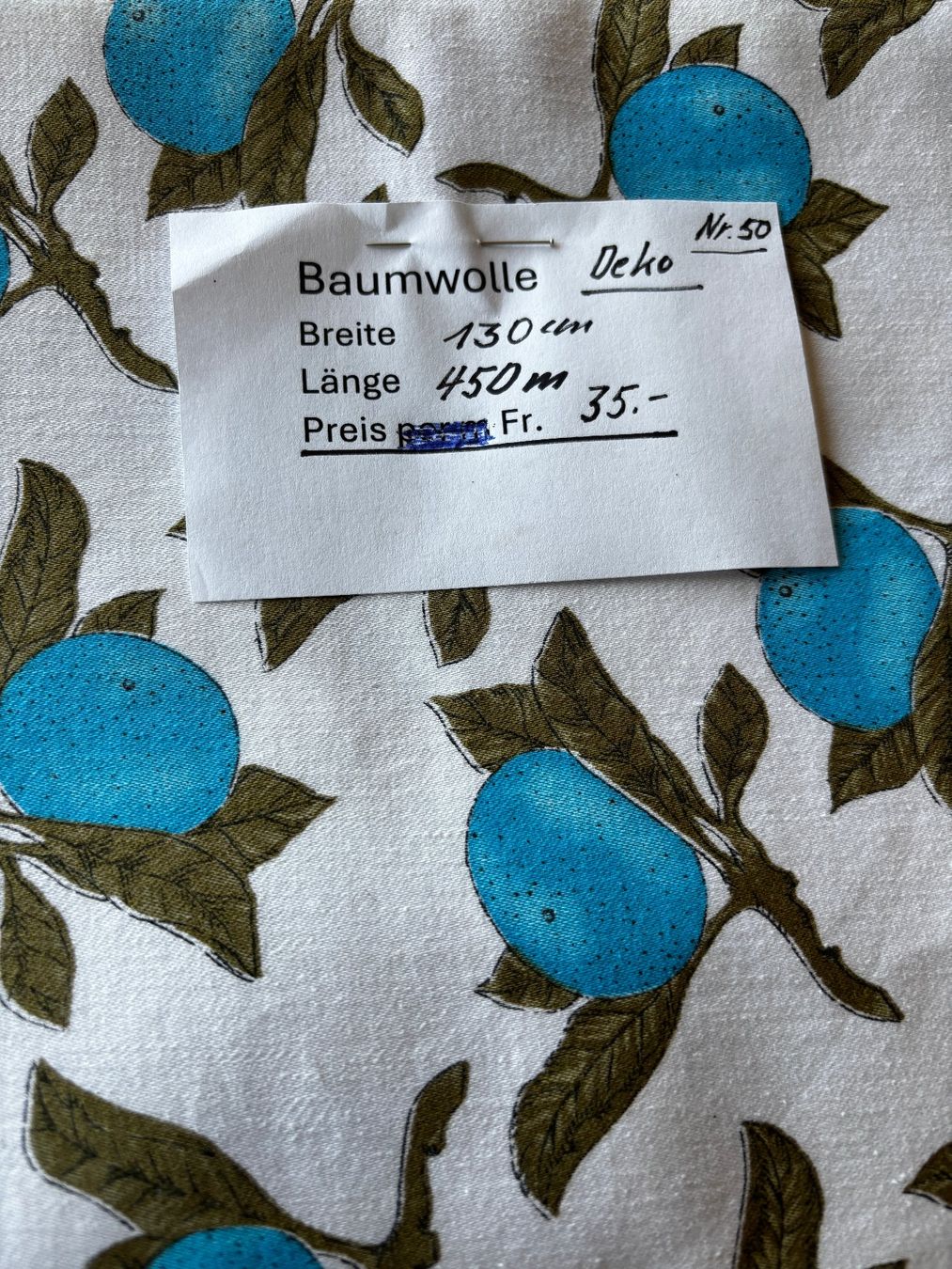 Tessuti: Baumwollstoff   130 cm x 450 cm – Nuovo e nell'imballaggio originale da Birmensdorf ZH venduto da Jpiano