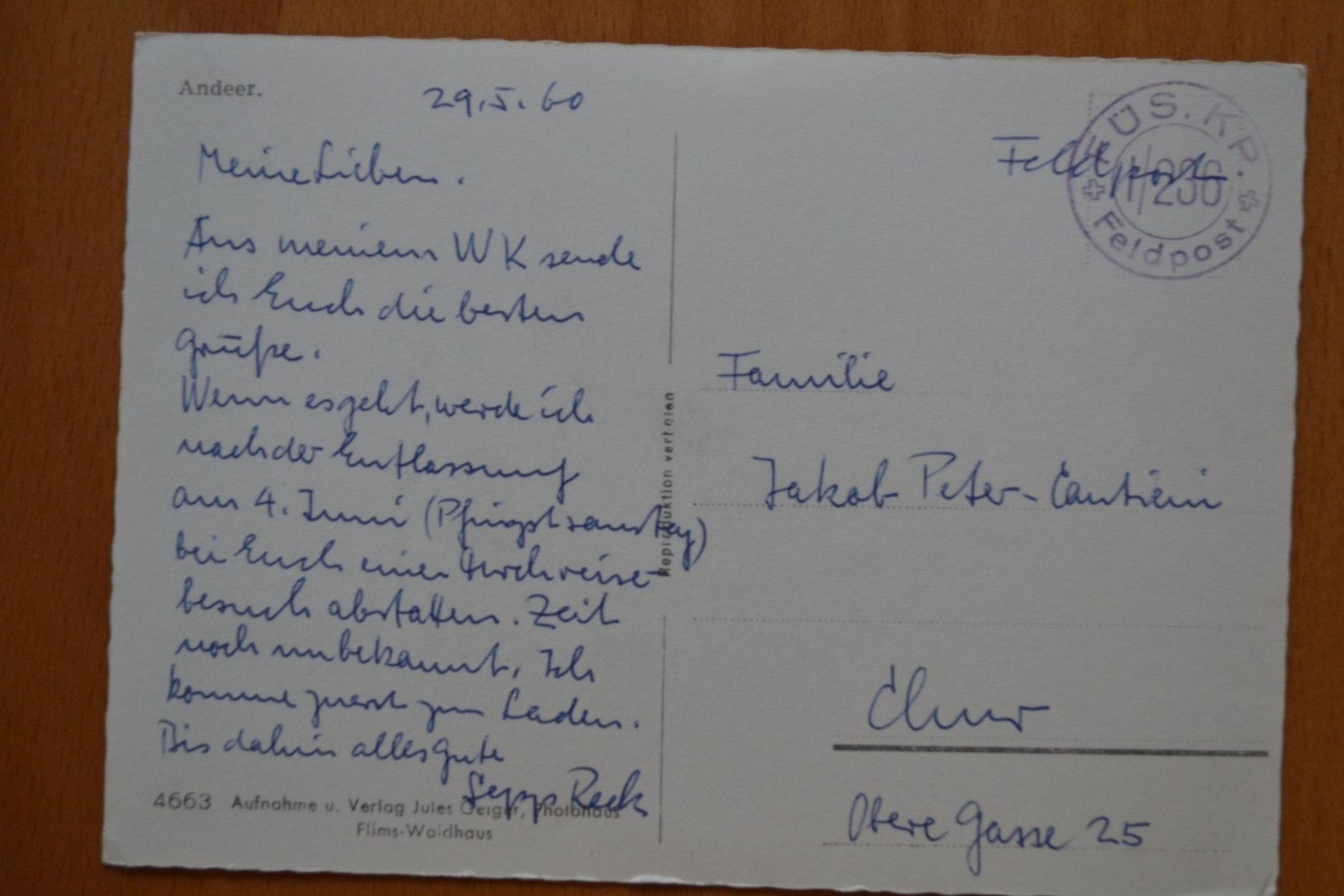 Cartoline postali: AK Andeer – Usato da Beinwil am See venduto da kajak55 1