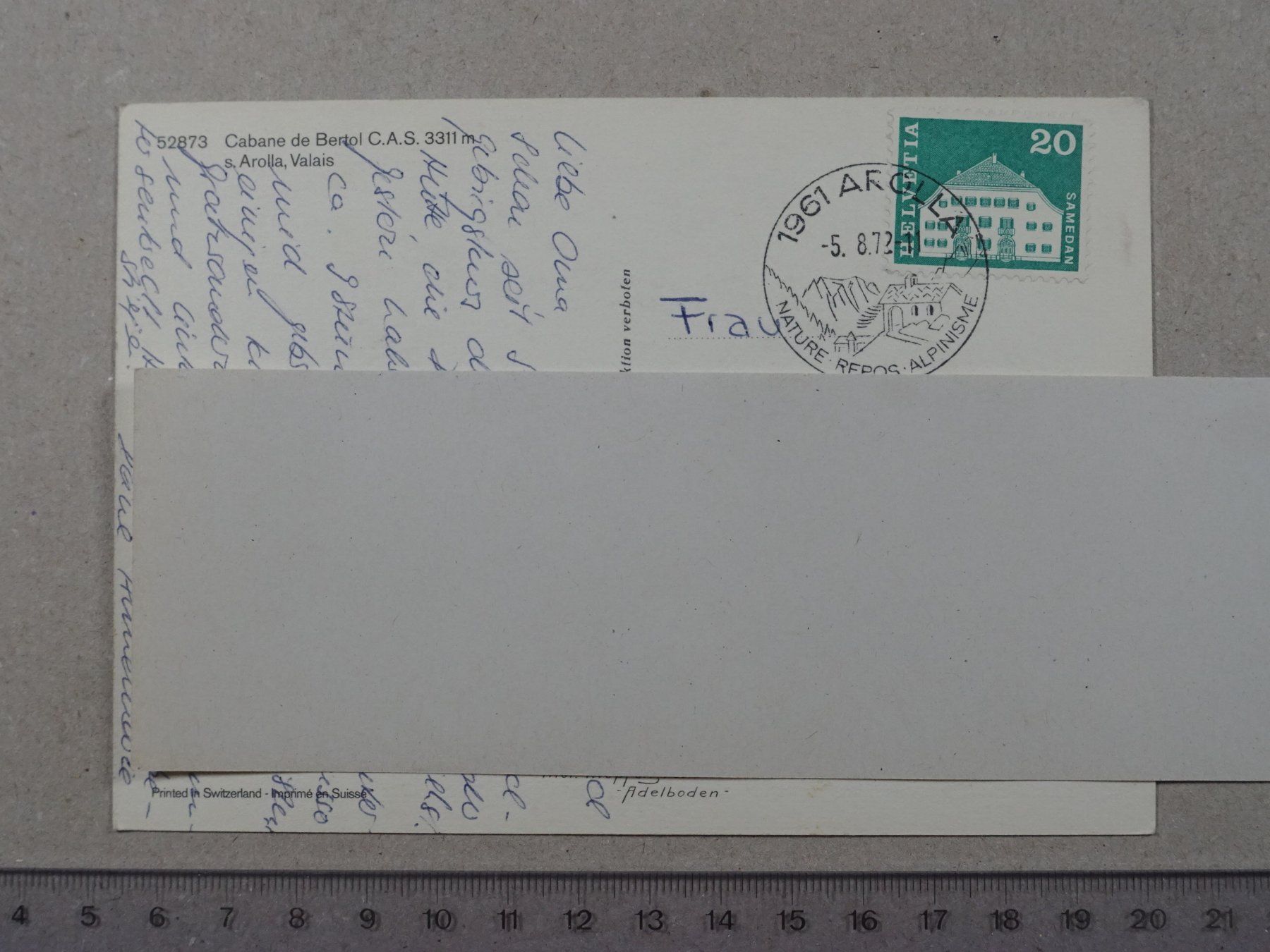 Cartes postales: Cabane de Bertol, 1972, Poststempel AROLLA – D'occasion à Lenzburg par fh1 1