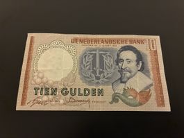 1953 Netherlands 10 Gulden Banknote, 