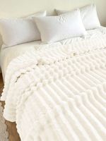 Decke kuschelig Kunstfell Optik Ivory