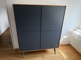 Schrank dunkelgrau mit Holzoptik 4 Türen guter Zustand