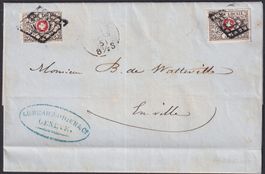 1851, WAADT 5 zweimal auf Brief von GENF, Kat: 130'000.-