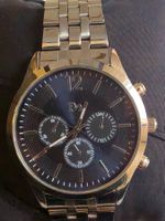 Montre homme bracelet argent cadran bleu chronographe occ...