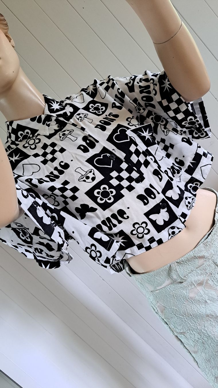 Bershka Camicette: BERSHKA cropped Bluse S - L oversized checker board  – Usato da Mollis venduto da Fauchi99 1