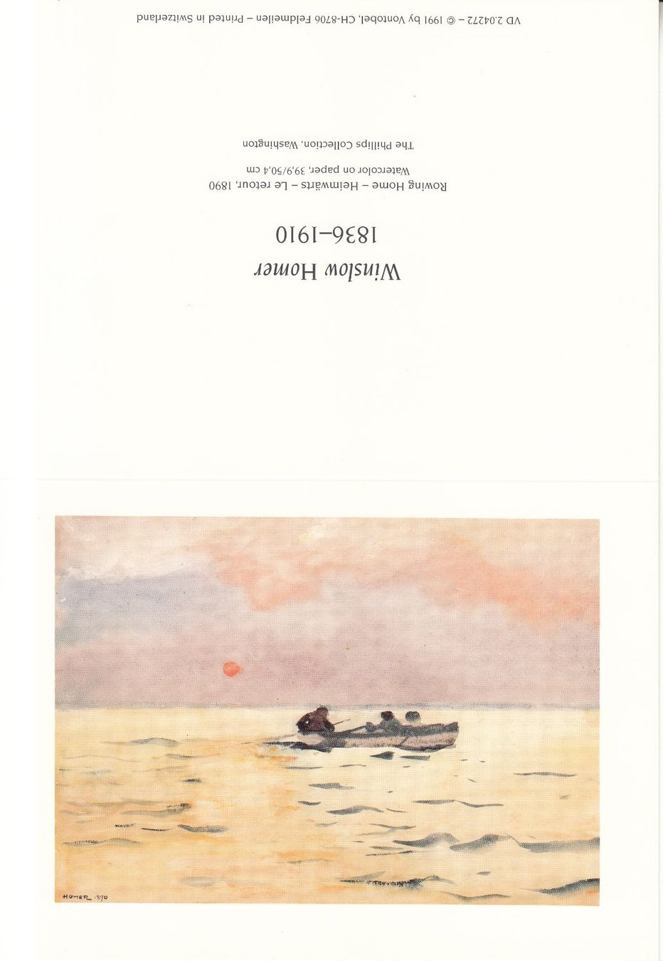 Cartoline postali: DK Winslow Homer, Rowing Home, 1890 – Nuovo (secondo la descrizione) da Bürglen TG venduto da StampGraf