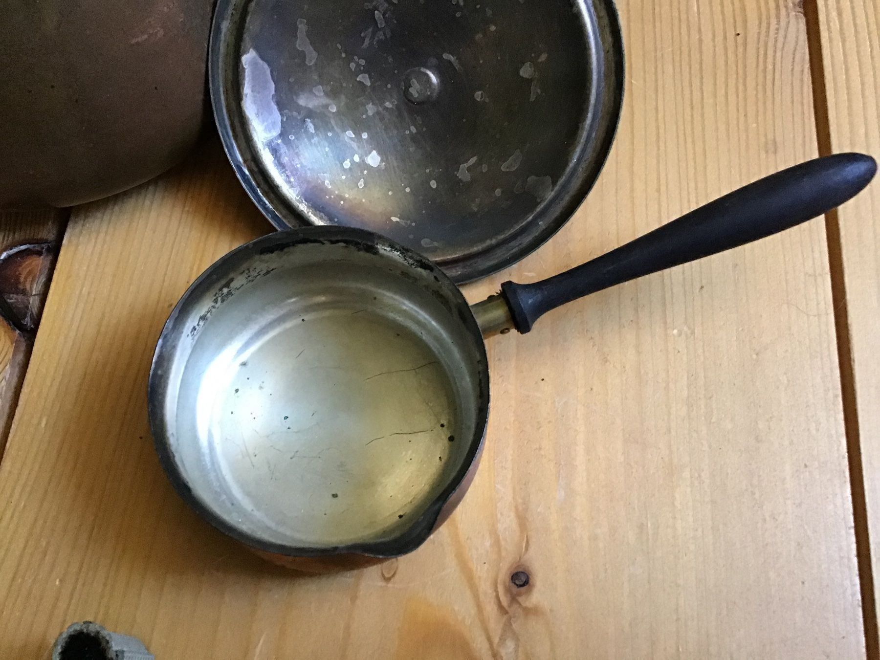 Padelle: sehr altes kupferpfännlein mit rechaud – Usato da liestal venduto da makai05 4