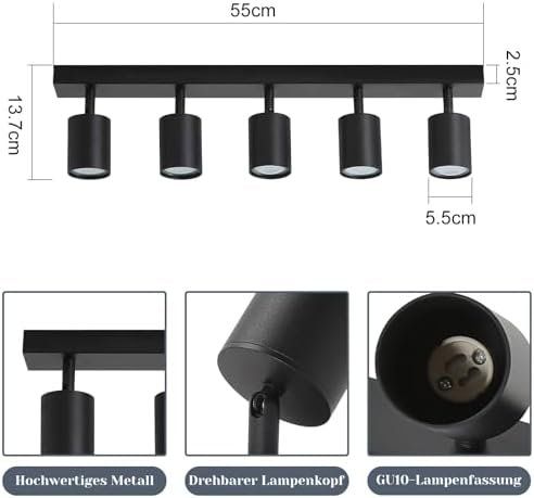 Lampadari & plafoniere: Deckenstrahler Deckenleuchte 5 flammig Spots Deckenlampe – Nuovo e nell'imballaggio originale da Hundwil venduto da Mr.Wong 2