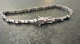 Bracelet en argent sterling 925 signé Ksb / zirconium 19cm