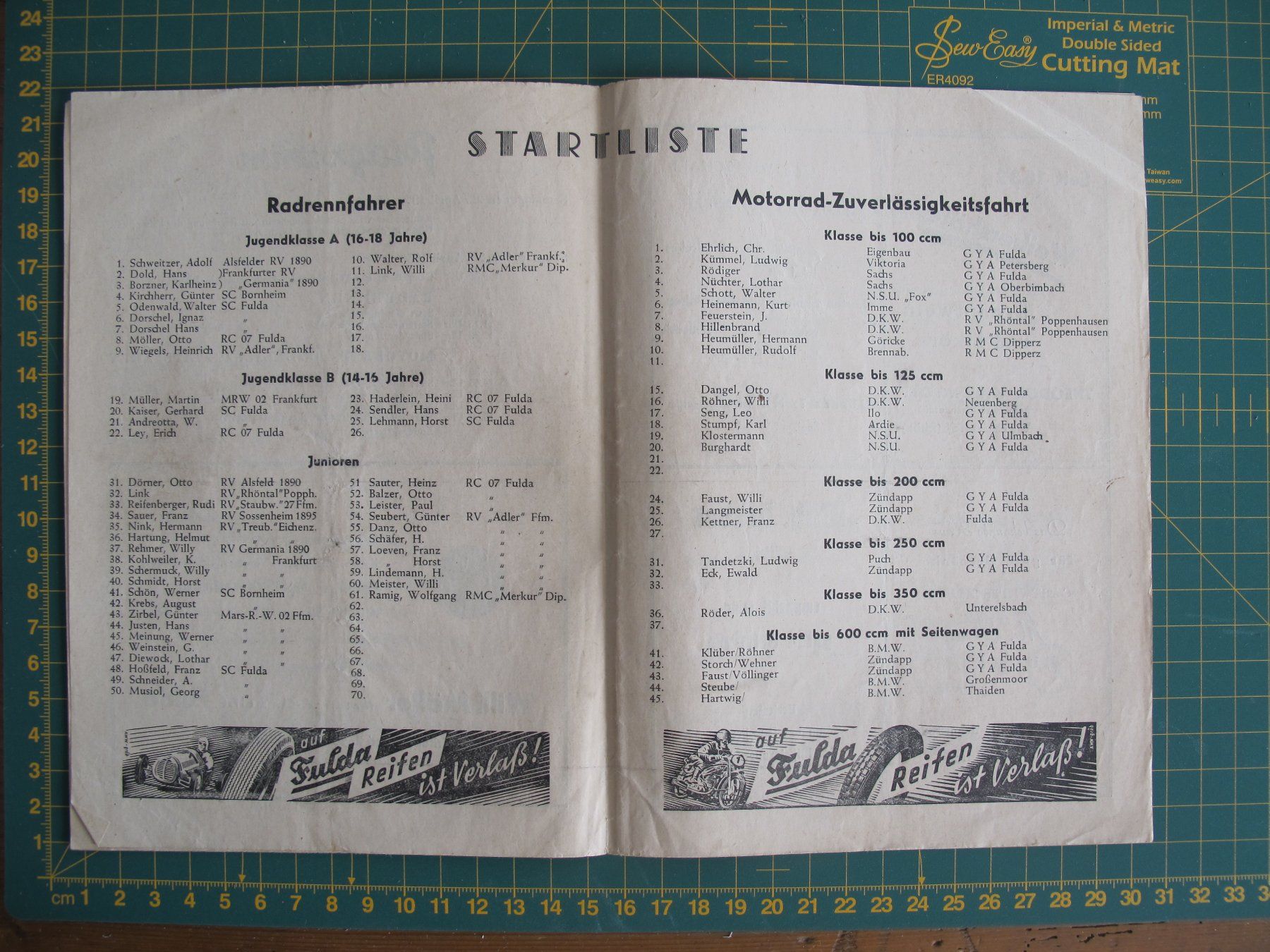 Riviste & Magazine: Programme Rhön - Dreieckrennen 1950 course moto – Usato da Arnex sur Orbe venduto da Caturix 2