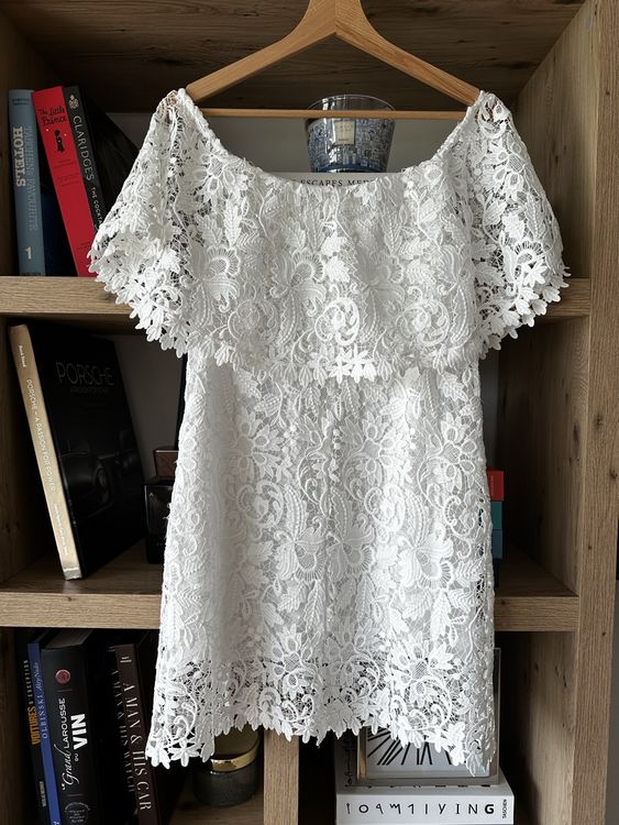 Robe De Soirée En Dentelle Blanche Lipsy - Taille XS, Style Princesse