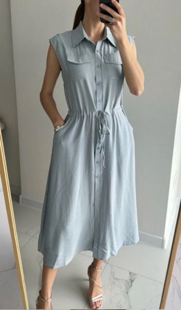 Sommer Midi-Hemdblusenkleid aus Baumwollmischung