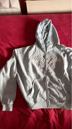 Zip Hoodie Love Lights Studios hellblau neuwertig