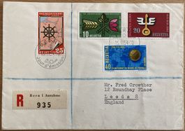 R-FDC Werbemarken 1954 ET BERNE nach UK, SBK 130 Fr.