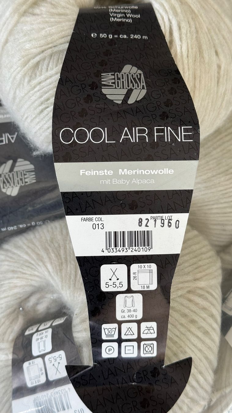 Wolle: 7 Knäuel (350g) LANA GROSSA Cool Air Fine, Weiss/Silbergrau – Neu (gemäss Beschreibung) aus Weesen von isabelleST 3