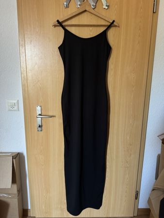 Maxikleid Spaghettiträger Schwarz Grösse S