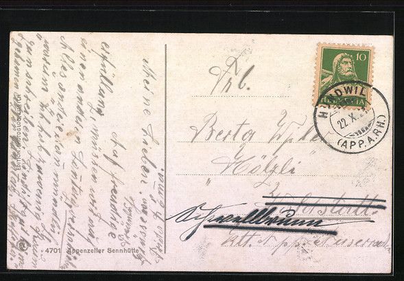 Cartoline postali: Bauer mit einem Ochsen an einer Appenzel – Usato da Berlin venduto da bartko-reher 1