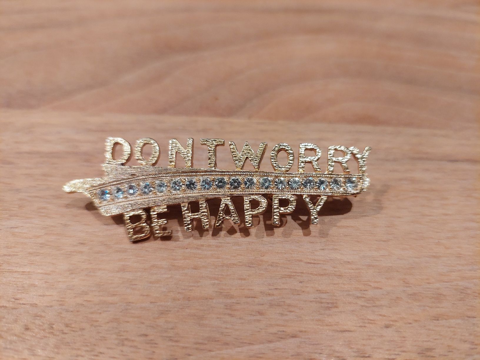 Spille & Fermagli: Brosche "Don't Worry, Be Happy" mit Strasssteinen – Usato da Brunnen venduto da Livianda