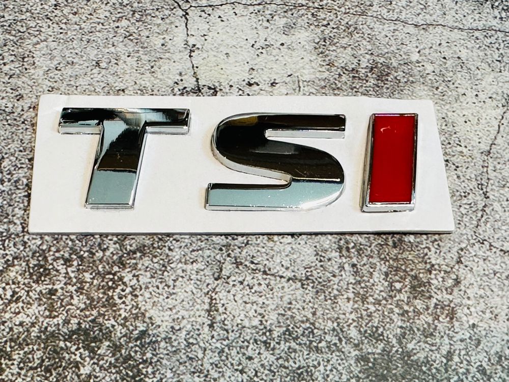 Original VW Schriftzug GTI Emblem Logo Aufkleber rot chrom glänzend