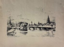 Richard Enders, Original Lithographie, Frankfurt am Main