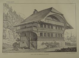 JAUN, KANTON FREIBURG, ALTES PFARRHAUS, LICHTDRUCK 1897