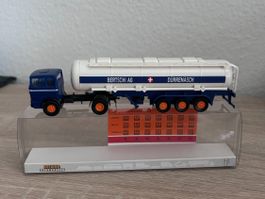 Brekina MB 1620 Bertschi AG blau CH Tank-Sattelzug