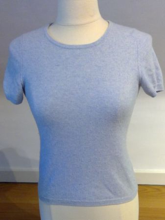 Damen Kurzarm Pullover Cashmere hellblau