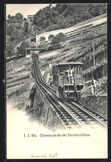 Cartoline postali: Glion, Chemin de Fer de Territet, an der – Usato da Berlin venduto da bartko-reher