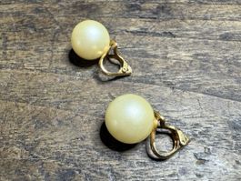 Elegante Perlen-Vintage-Clip-Ohrringe