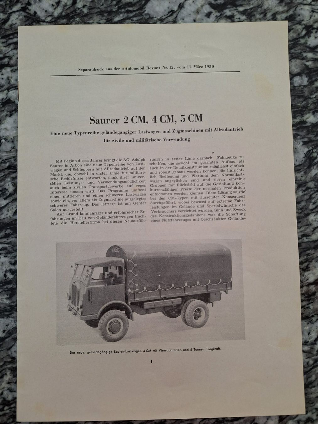 Saurer Documenti: Saurer 2CM 4CM 5CM Separatdruck AR 1950 – Usato da Lohn-Ammannsegg venduto da Beo71