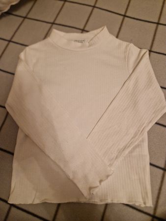 kinder Rollkragenshirt gerippt, weiss.