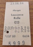 Billette Schweiz Morges Lausanne Rolle 2. Kl. 5999