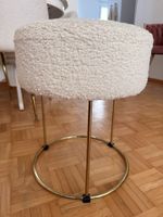 Hocker rund Boucle weiss goldfarbenes Gestell neuwertig