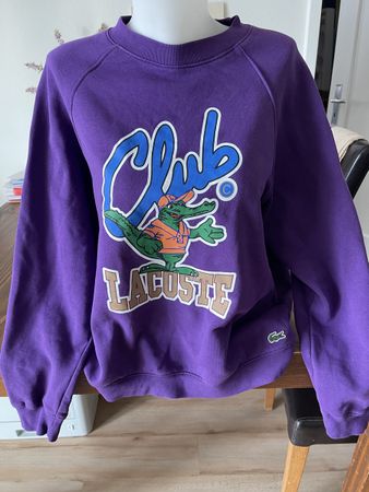 Sweatshirt Lacoste Club rétro violet unisexe M comme neuf 