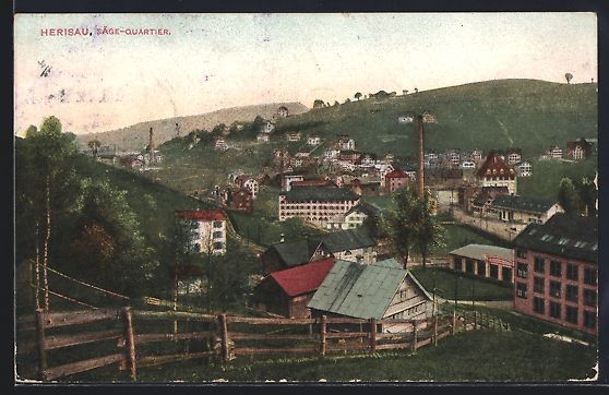 Cartoline postali: AK Herisau, Das Säge-Quartier, 1912 – Usato da Berlin venduto da bartko-reher