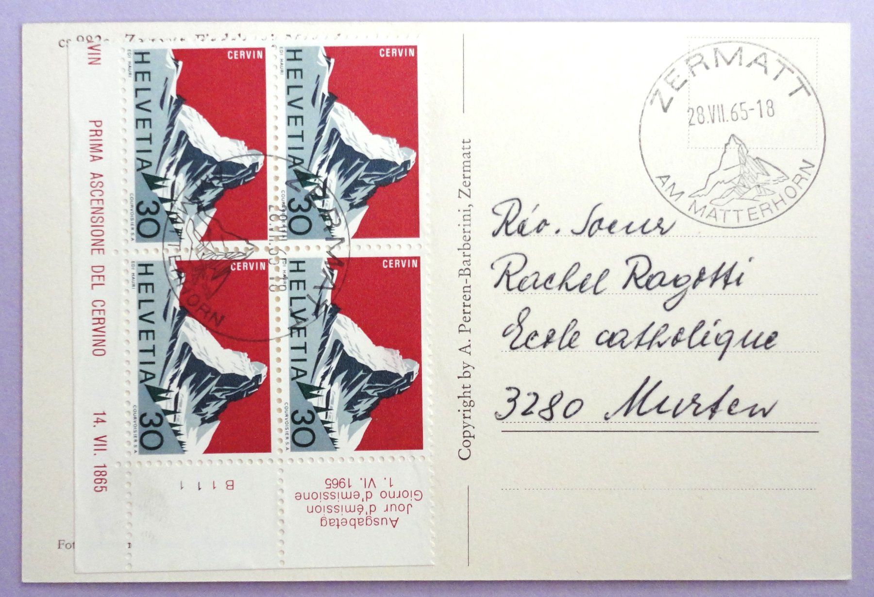 Cartoline postali: Zermatt, Matterhorn – Usato da Fétigny venduto da Billy2miny 1