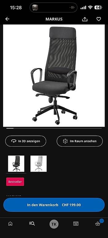 Chaises: Ikea Schreibtischstuhl "MARKUS" – D'occasion à Elsau par tob_k8tw 2