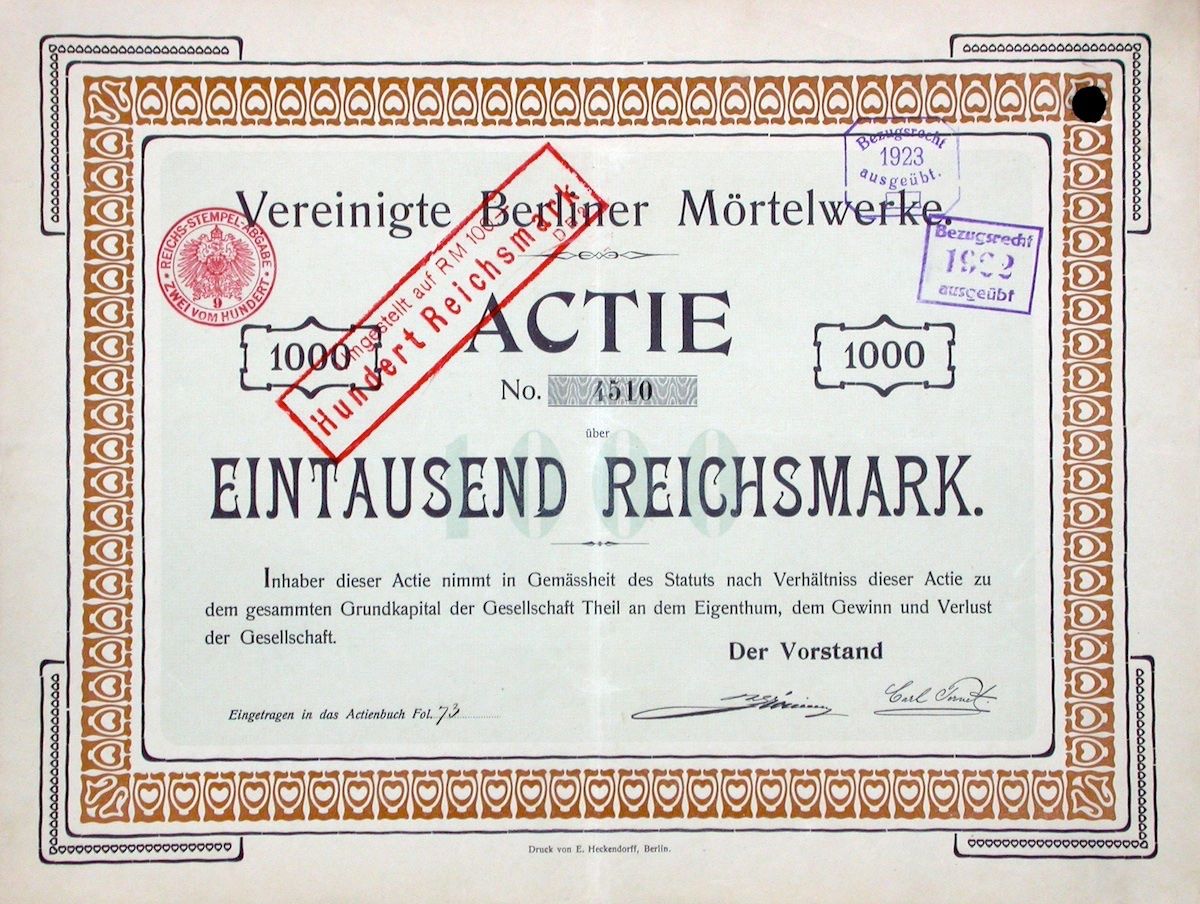 Documenti: Vereinigte Berliner Mörtelwerke, Berlin - 1899 – Usato da Solothurn venduto da Sgasche
