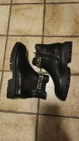 Graceland Black Leather Ankle Boots with Stud Detail Size 39