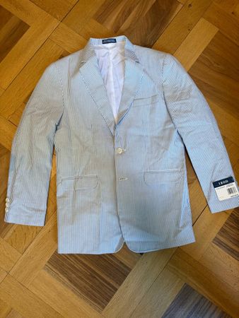 Veste IZOD rayée bleu et blanc, Taille 16
