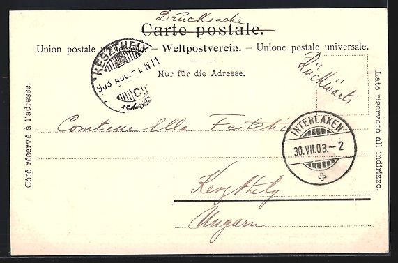 Cartoline postali: Interlaken, Heidenhäuser, Ortspartie ni – Usato da Berlin venduto da bartko-reher 1