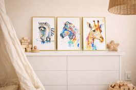 Toller Safari-Aquarell-Druck (Waschbär) fürs Kinderzimmer