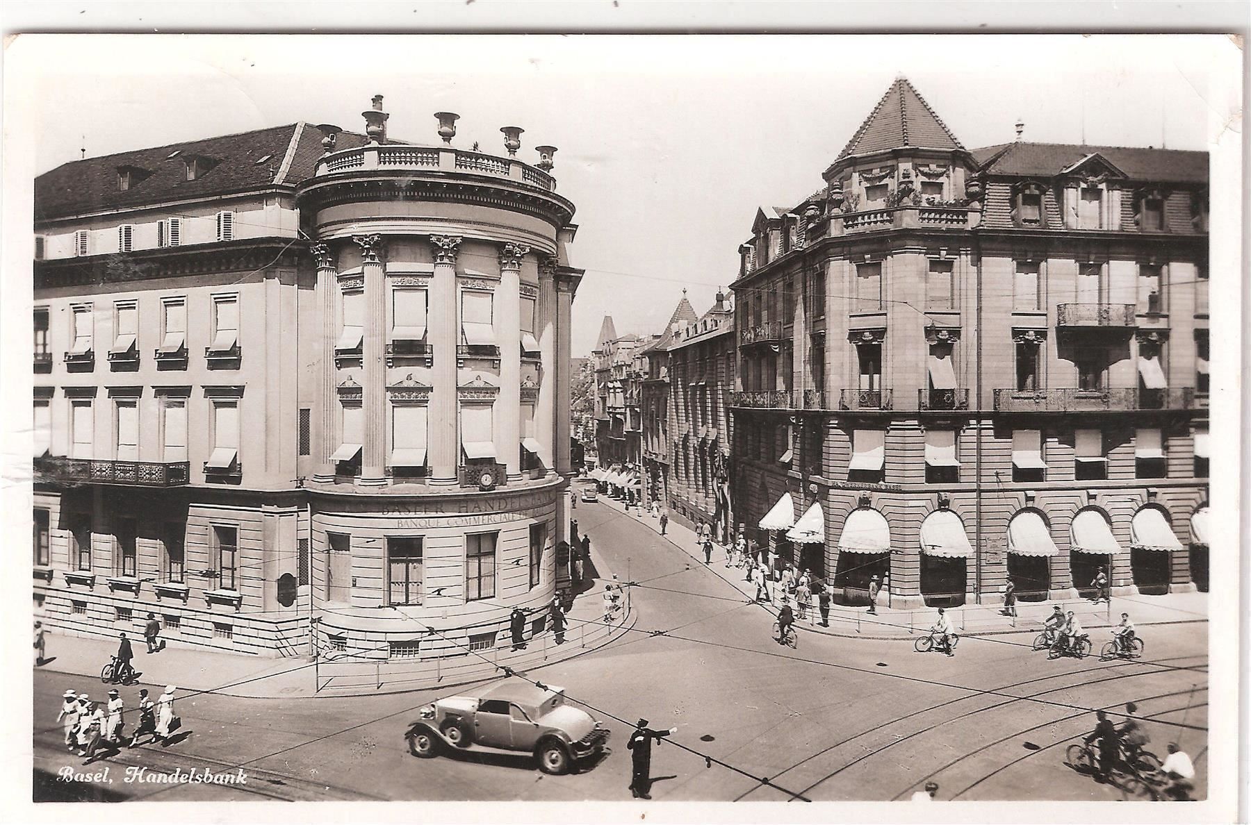 Cartoline postali: 9. 2.41? Basel Handelsbanksitz/Oldtimer – Usato da Zürich venduto da Hagliweg