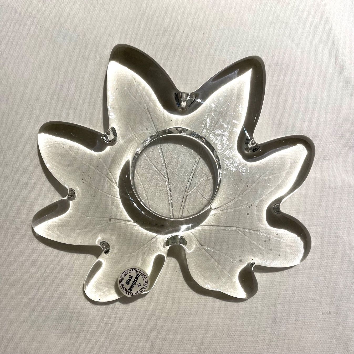 Portacandele: Bougeoir en verre forme feuille – Nuovo (secondo la descrizione) da Genève venduto da flocon06