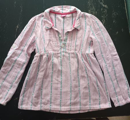 Mädchen Bluse rosa, Edelweiss-Muster,  Baumwolle, Gr 128