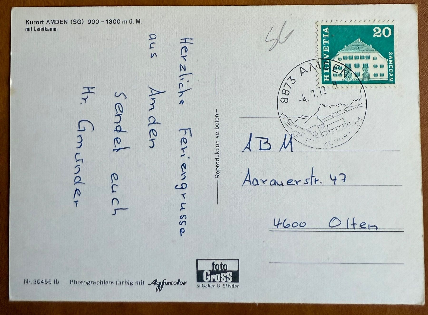Ansichtskarten: Amden - (SG) - 1972 – Gebraucht aus Lutry von Ediego 1