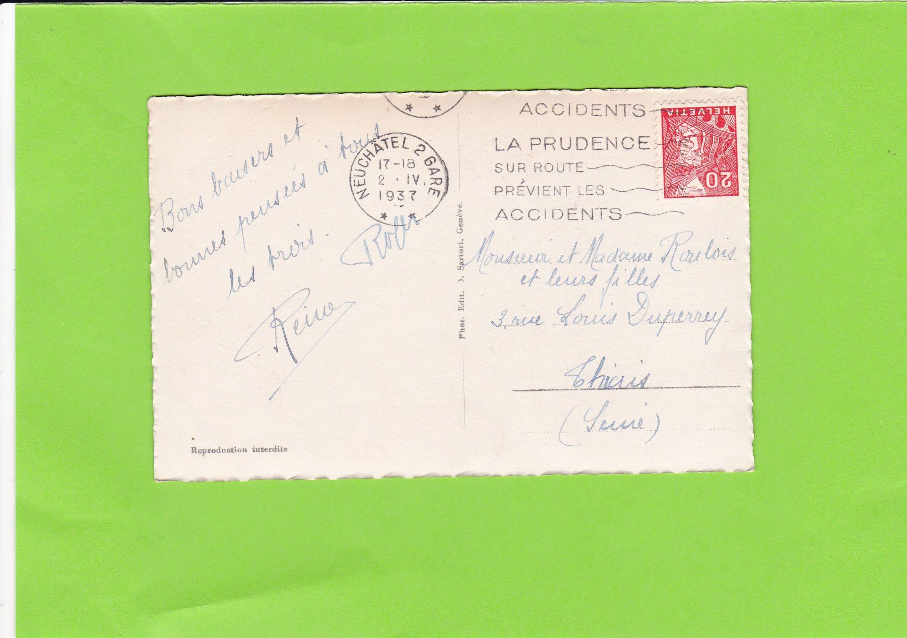 Cartoline postali: Neuchâtel, vue générale – Usato da St. Peterzell venduto da neckertal 1
