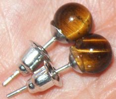 Ohrringe L-8509 – Tigerauge Kugel 6mm 1 Paar
