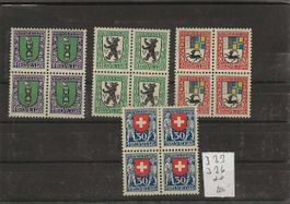 timbre Pro Juventute 1925 J33 à J36 bloc de 4 **