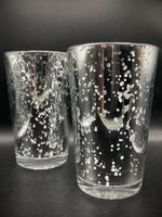 Windlichter Glas silberfarben mit Punkten 2 Stk.